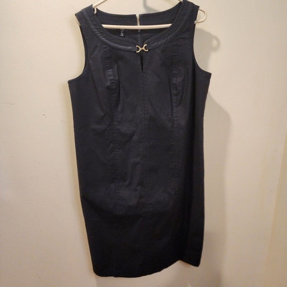 Talbots Women's Black Cotton Plus Size Midi Dress Fitted Size 12w - Picture 1 of 12